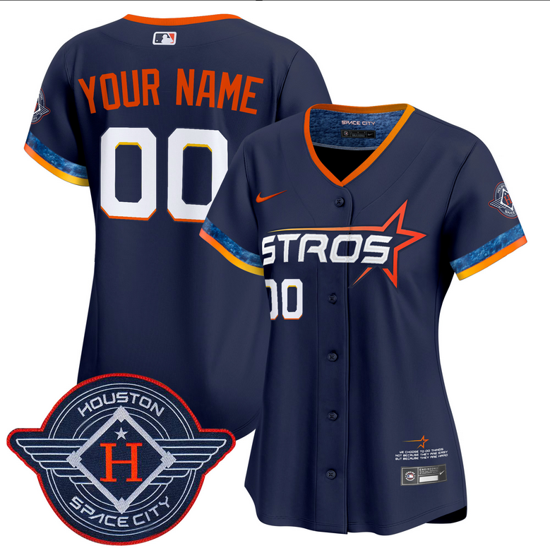 Women Houston Astros 2025 City Connect Vapor blue Limited Custom Stitched Jersey